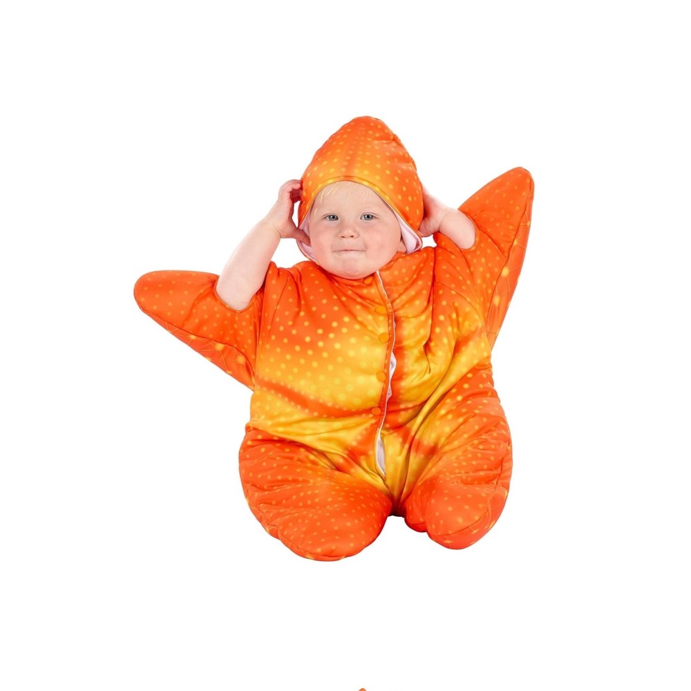 Toynk Starfish Bunting Costume Baby Toddler Orange Yellow Hooded  9-18M